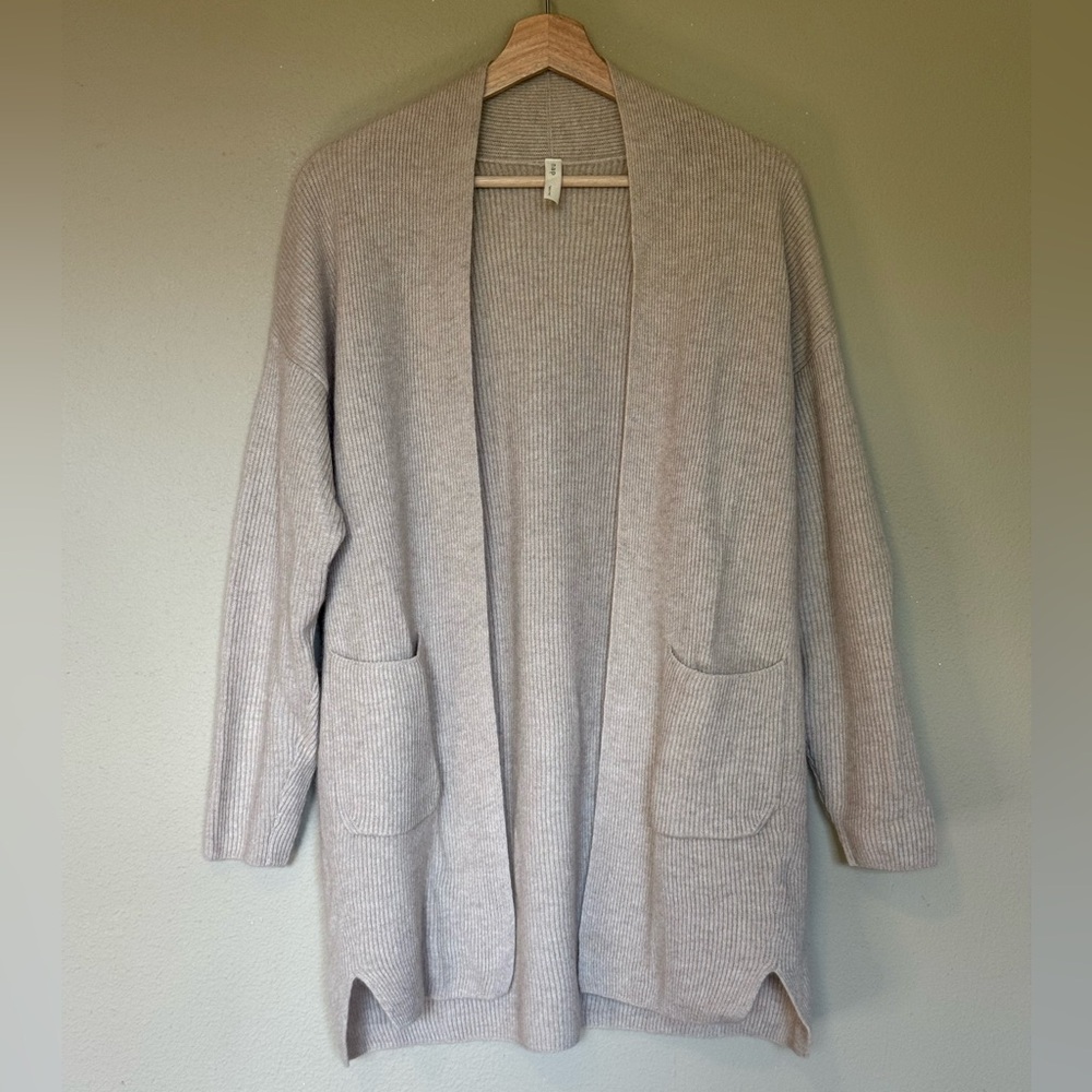 Nap Loungewear Pure Cashmere Open Front Rib Knit Cozy Cardigan One Size - Picture 2 of 7